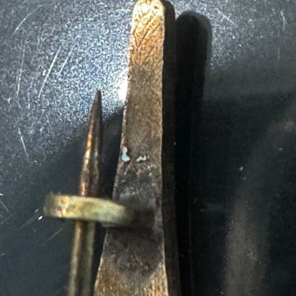 Antique Enamel Guilloche Brooch Pin Flower Blue Gold Plated C clasp - Picture 16 of 16